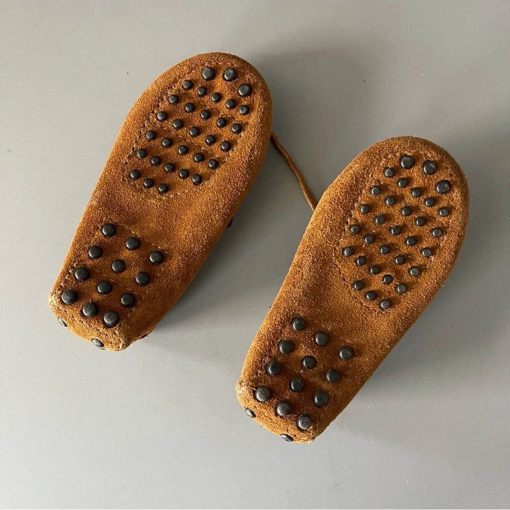 Minnetonka Toddler Leather Vintage Moccasins 6 Brown Slip On Comfort Boho Navajo